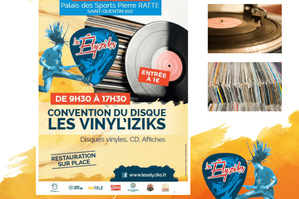 Affiche pour la convention des vinyles le 26 mars 2023 à Saint-Quentin