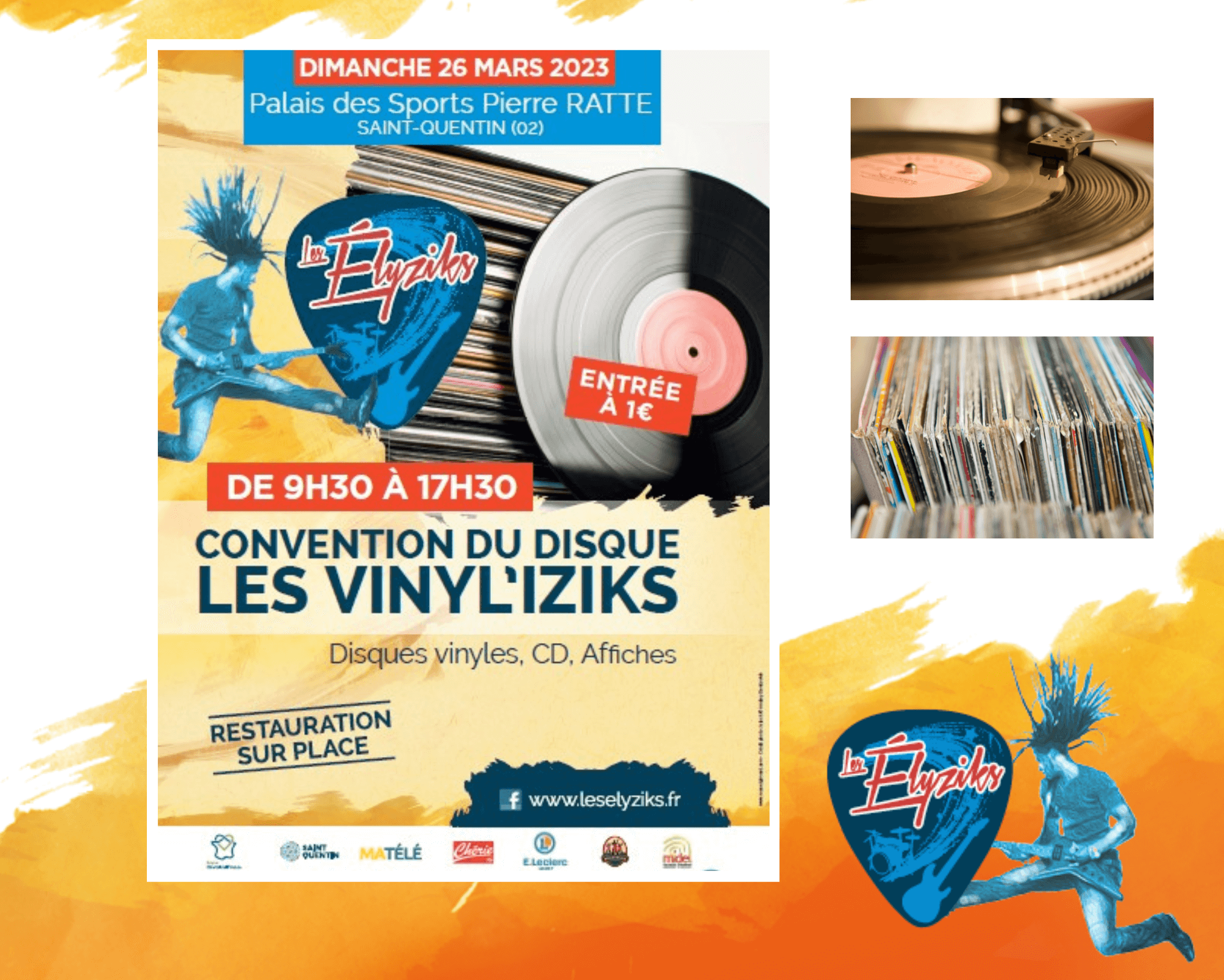 Affiche pour la convention des vinyles le 26 mars 2023 à Saint-Quentin